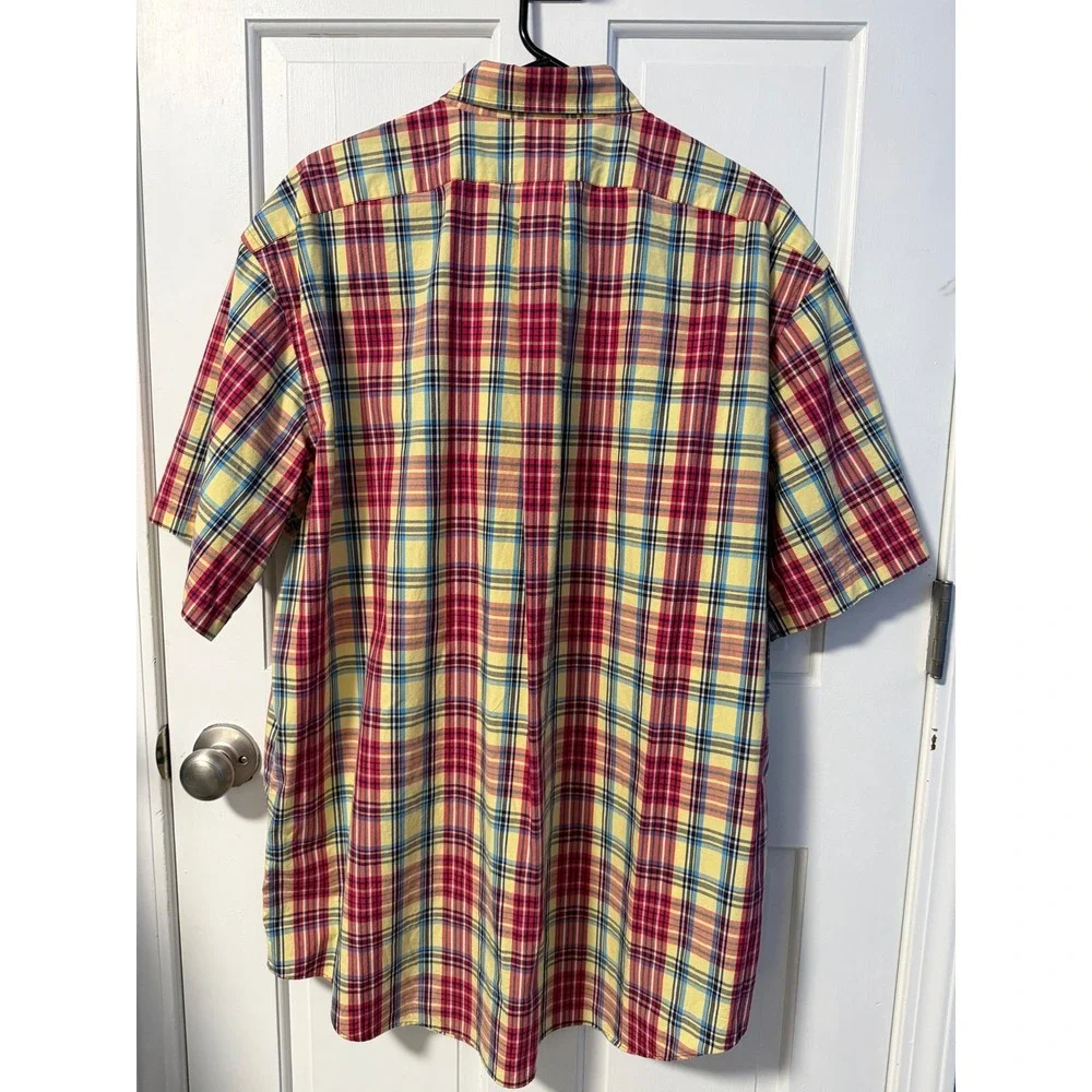 Daniel Cremieux Button Down Mens XL Yellow Plaid Short Sleeve